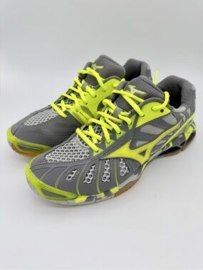 Mizuno Wave Tornado X Women’s Volleyball Shoes Gray Neon Yellow Size 10